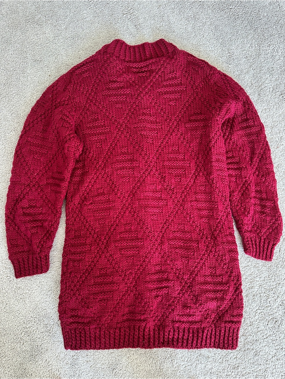 NONIA Vintage Hand Knit Wool Cardigan Sweater Raspberry Size Large** - Picture 9 of 14